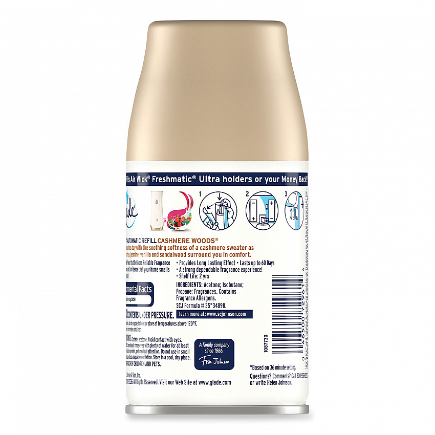 Automatic Air Freshener, Cashmere Woods, 6.2 oz Spray Can, 4/Carton (344757)