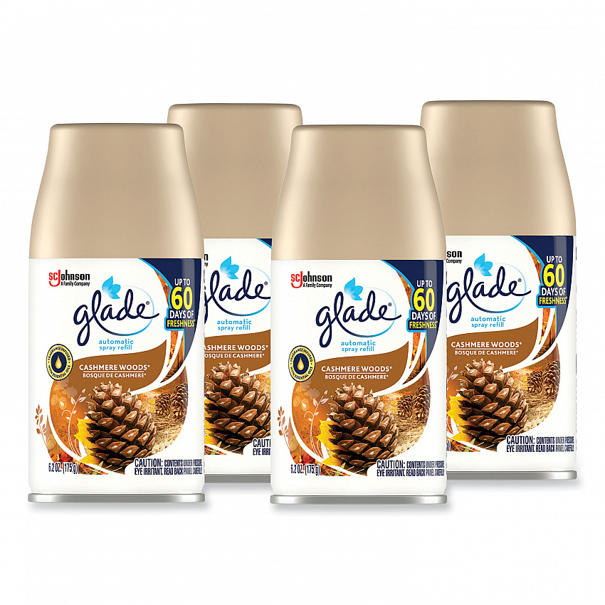 Automatic Air Freshener, Cashmere Woods, 6.2 oz Spray Can, 4/Carton (344757)
