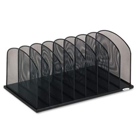 Safco Onyx Mesh Desk Organizer with Upright Sections, 8 Sections, Letter to Legal Size Files, 19.5" x 11.5" x 8.25", Black (3253BL)
