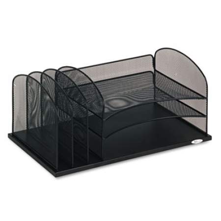 Safco Onyx Desk Organizer with Three Horizontal and Three Upright Sections, Letter Size Files, 19.5" x 11.5" x 8.25", Black (3254BL)