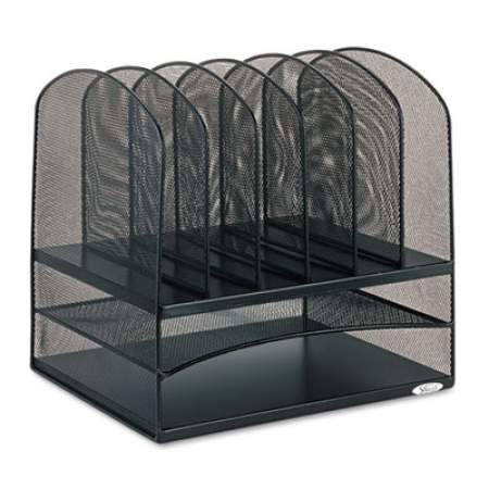 Safco Onyx Mesh Desk Organizer with Two Horizontal and Six Upright Sections, Letter Size Files, 13.25" x 11.5" x 13", Black (3255BL)