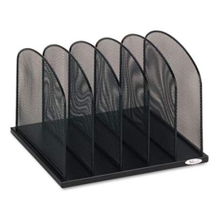 Safco Onyx Mesh Desk Organizer with Upright Sections, 5 Sections, Letter to Legal Size Files, 12.5" x 11.25" x 8.25", Black (3256BL)