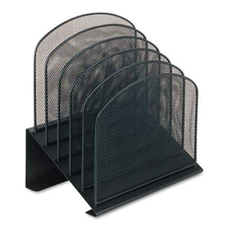 Safco Onyx Mesh Desk Organizer with Tiered Sections, 5 Sections, Letter to Legal Size Files, 11.25" x 7.25" x 12", Black (3257BL)