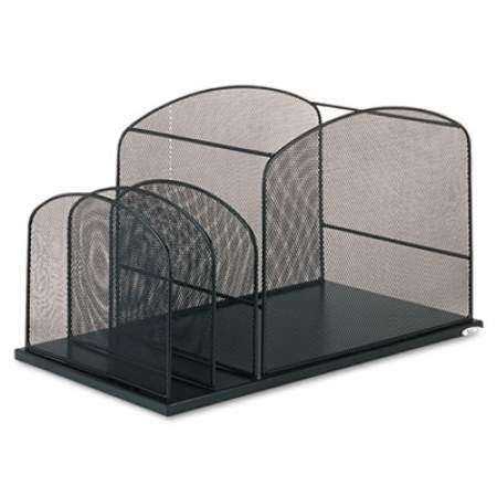 Safco Onyx Mesh Desktop Hanging File With Two Upright Sections, 3 Sections, Letter Size, 11.5" Long, Black (3259BL)