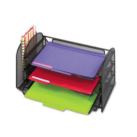 Safco Mesh Desk Organizer, 1 Vertical/3 Horizontal Sections, 16 1/4 x 9 x 8, Black (3265BL)