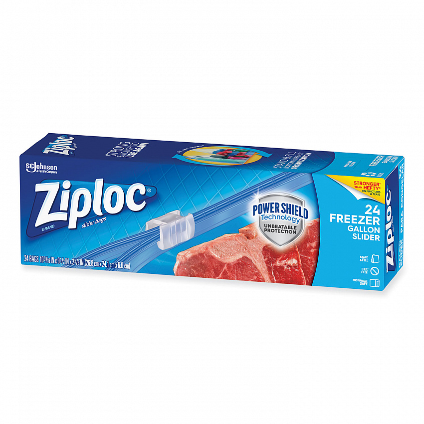 Slider Freezer Bags, 1 gal, 9.5" x 2.63" x 10.56", Clear, 24/Box (316485)