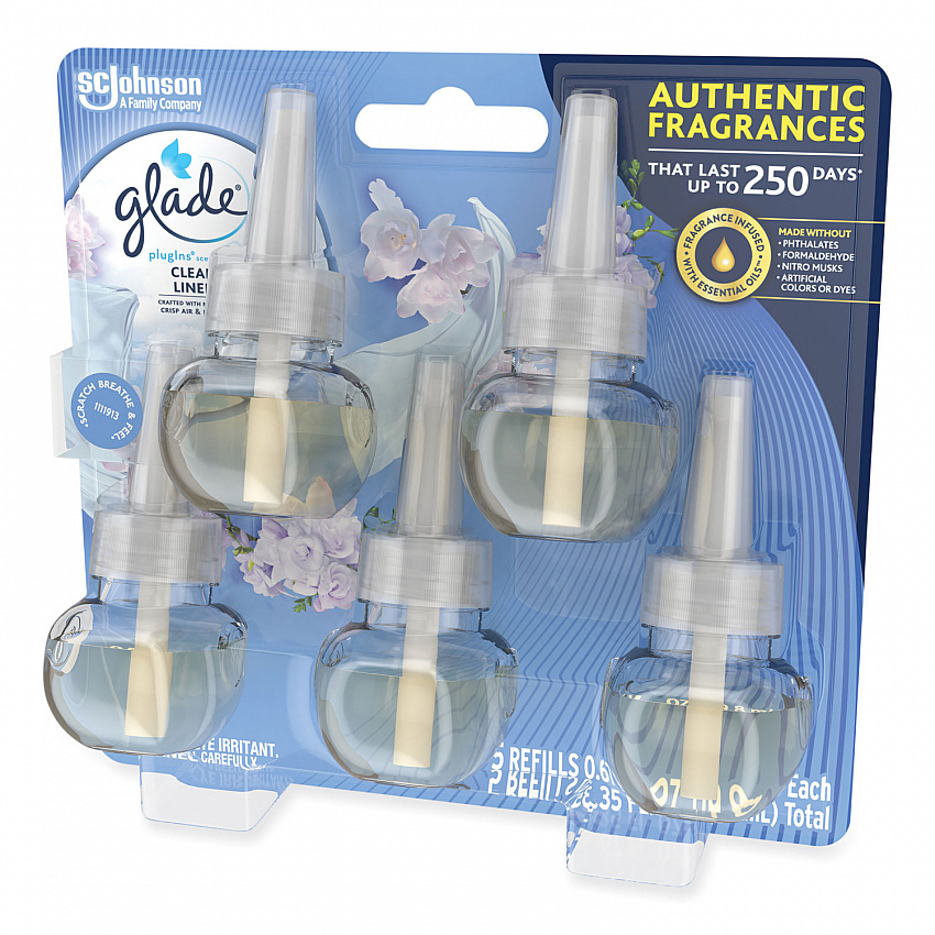 Plugins Scented Oil Refill, Clean Linen, 0.67 oz, 5/Pack (322829)