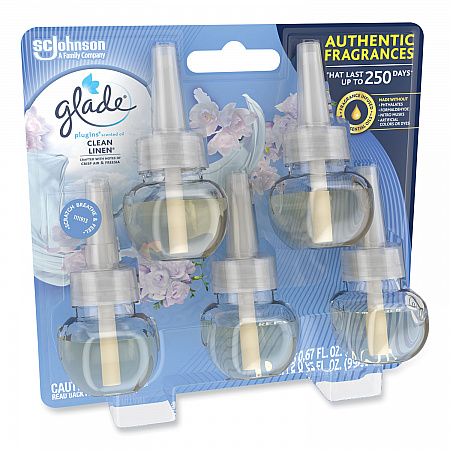 Plugins Scented Oil Refill, Clean Linen, 0.67 oz, 5/Pack (322829)