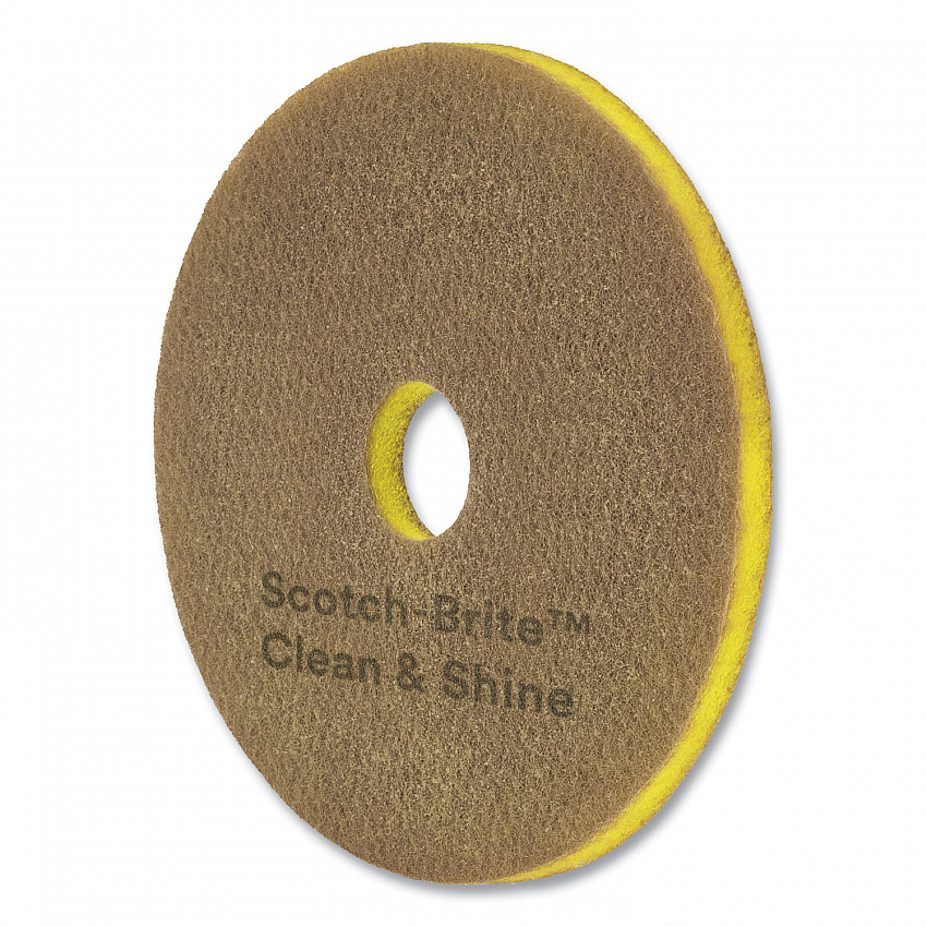 Clean and Shine Pad, 19" Diameter, Brown/Yellow, 5/Carton (CS19)