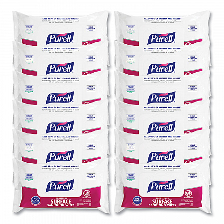 Foodservice Surface Sanitizing Wipes, 1-Ply, 7.4 x 9, Fragrance-Free, White, 72/Pouch, 12 Pouches/Carton (937112CT)