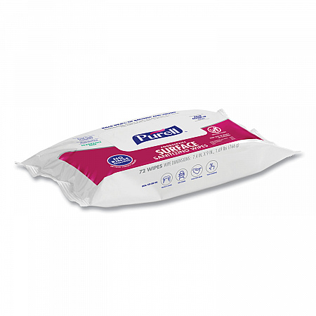 Foodservice Surface Sanitizing Wipes, 1-Ply, 7.4 x 9, Fragrance-Free, White, 72/Pouch, 12 Pouches/Carton (937112CT)