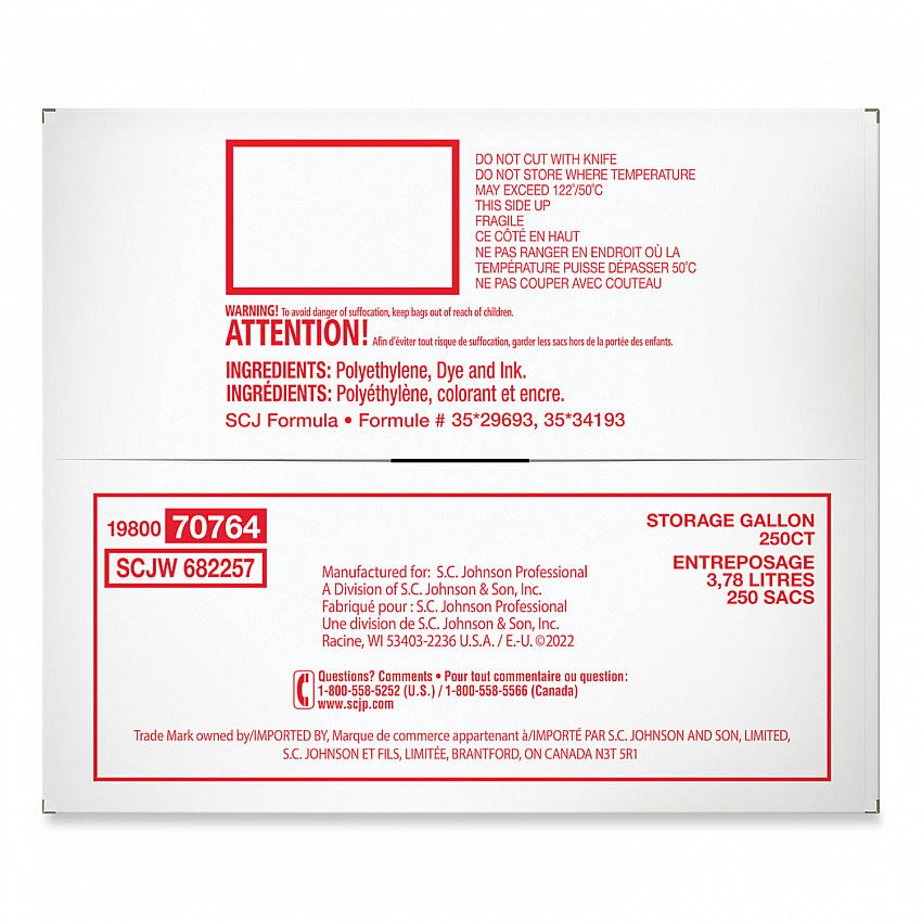 Double Zipper Storage Bags, Triple System Seal, Gallon, 10.56" x 10.75", Clear, 250/Box (364948)