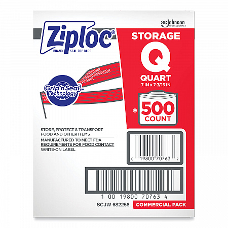 Double Zipper Storage Bags, Quart, 7