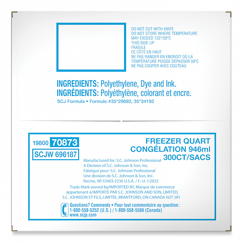Zipper Freezer Bags, 32 oz, 7" x 7.75", Clear, 300/Carton (364957)