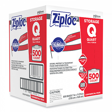 Double Zipper Storage Bags, Quart, 7