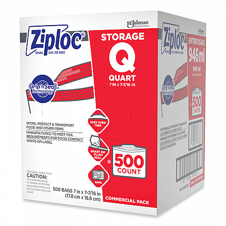 Double Zipper Storage Bags, Quart, 7