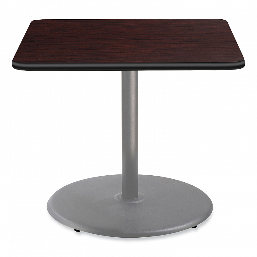 Cafe Table, 36w x 36d x 30h, Square Top/Round Base, Mahogany Top, Gray Base (CG33636RD1MY)