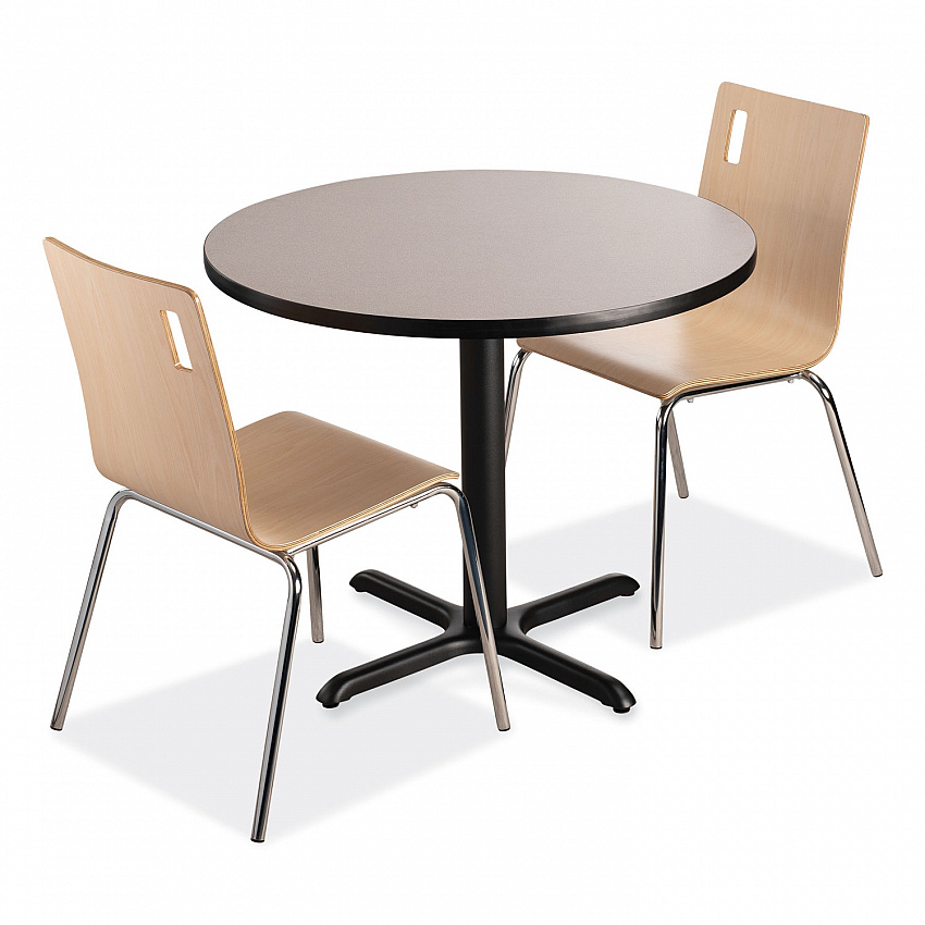 Cafe Table, 36" Diameter x 30h, Round Top/X-Base, Gray Nebula, Black Base (CT13636XD1GY)