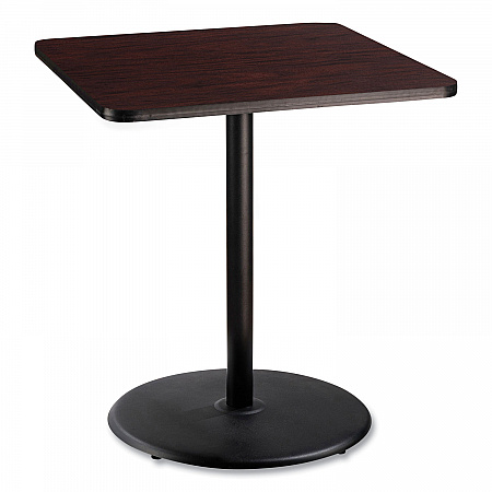 Cafe Table, 36w x 36d x 42h, Square Top/Round Base, Mahogany Top, Black Base (CT33636RB1MY)