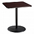 Cafe Table, 36w x 36d x 42h, Square Top/Round Base, Mahogany Top, Black Base (CT33636RB1MY)