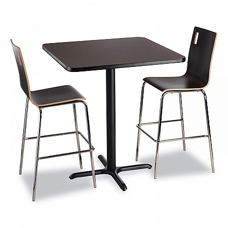 Cafe Table, 36w x 36d x 42h, Square Top/X-Base, Mahogany Top, Black Base (CT33636XB1MY)