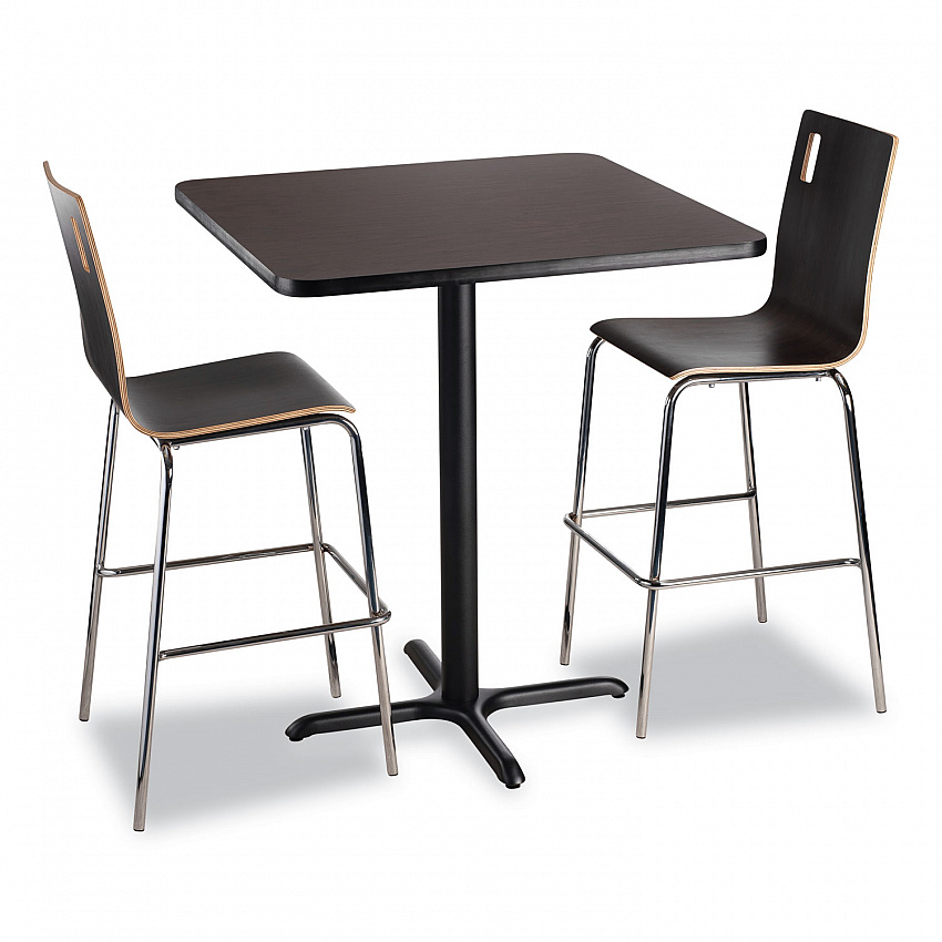 Cafe Table, 36w x 36d x 42h, Square Top/X-Base, Mahogany Top, Black Base (CT33636XB1MY)
