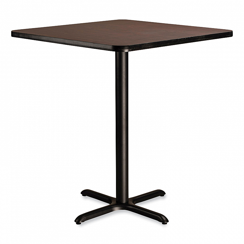 Cafe Table, 36w x 36d x 42h, Square Top/X-Base, Mahogany Top, Black Base (CT33636XB1MY)