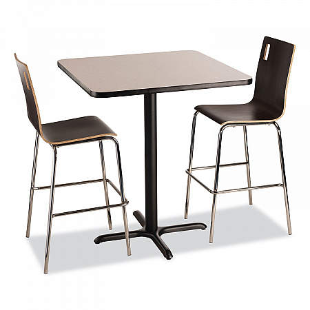 Cafe Table, 36w x 36d x 42h, Square Top/X-Base, Gray Nebula Top, Black Base (CT33636XB1GY)
