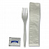 Three-Piece Utensil Set, Fork/Napkin/Salt, Plastic, White, 500/Carton (3KITMW)