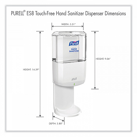 ES8 Touch Free Hand Sanitizer Dispenser, 1,200 mL, 5.25 x 8.56 x 12.13, White (772001)