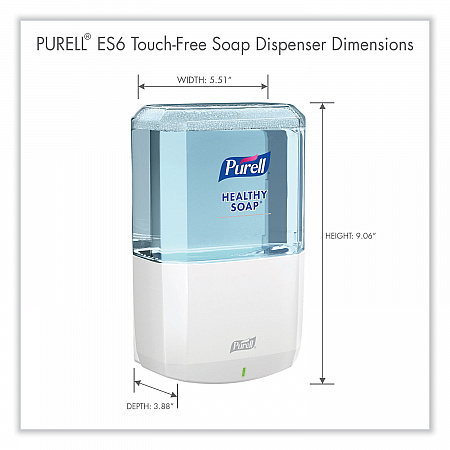 ES6 Soap Touch-Free Dispenser, 1,200 mL, 5.25 x 8.8 x 12.13, White (643001)