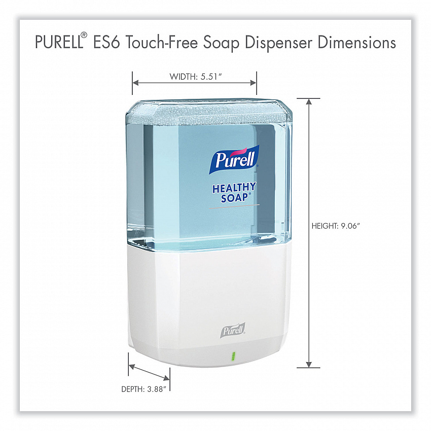 ES6 Soap Touch-Free Dispenser, 1,200 mL, 5.25 x 8.8 x 12.13, White (643001)