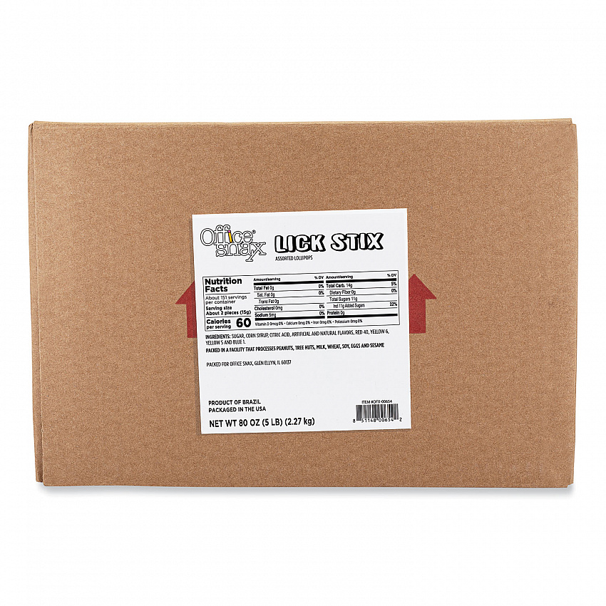Lick Stix Suckers, Randomly Assorted Flavors, 5 lb Bag (00654)