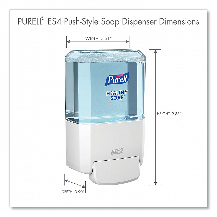 ES4 Soap Push-Style Dispenser, 1,200 mL, 4.88 x 8.8 x 11.38, White (503001)