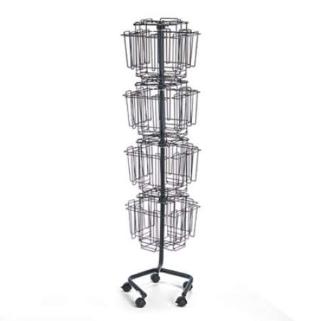 Safco Wire Rotary Display Racks, 32 Compartments, 15w x 15d x 60h, Charcoal (4128CH)
