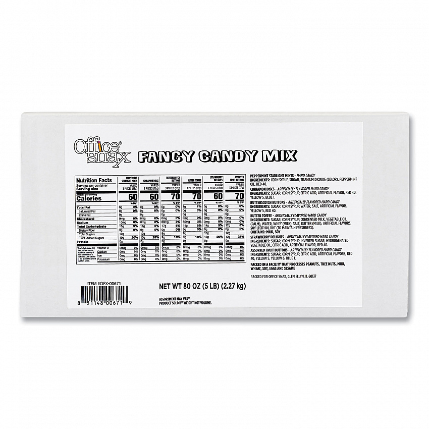 Candy Assortments, Fancy Candy Mix, 5 lb Carton (00671)