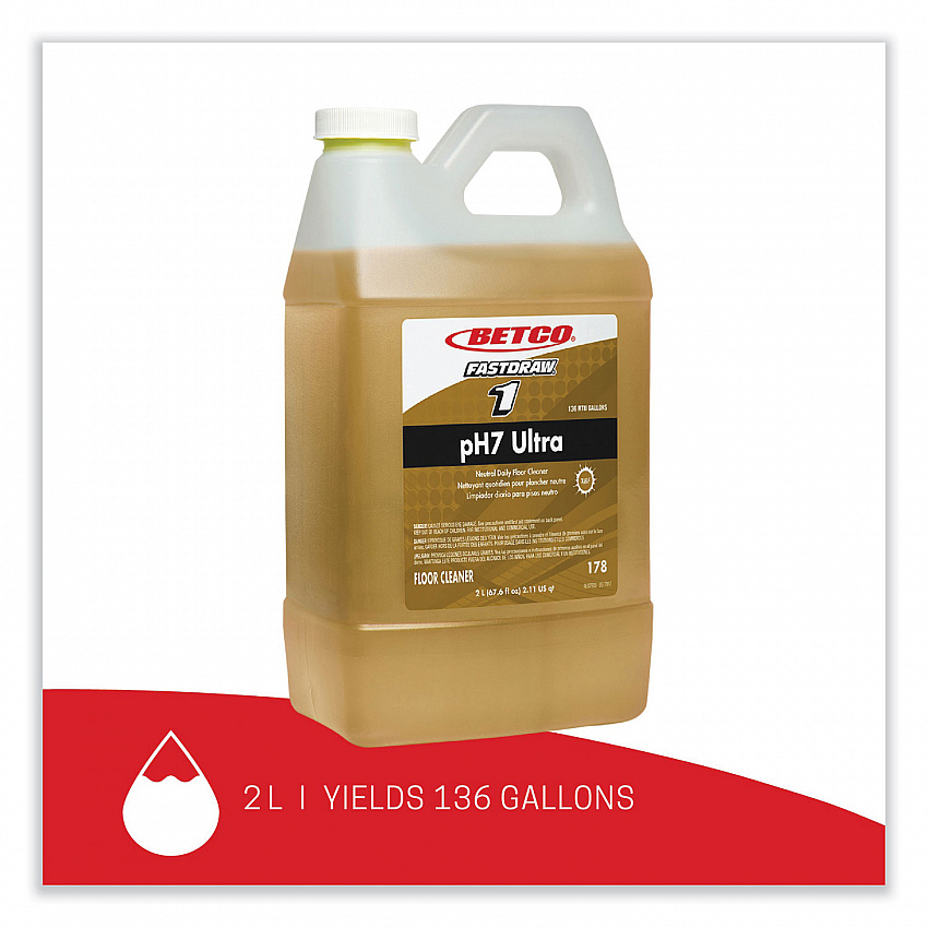 pH7 Ultra Neutral FastDraw Cleaner, Lemon Scent, 2 L Bottle, 4/Carton (1784700)
