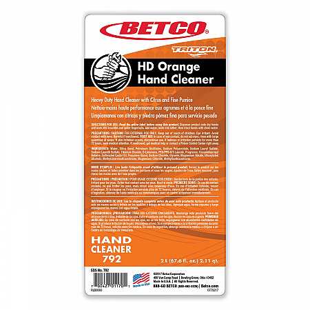 HD Orange Hand Cleaner Refill for Triton Dispensers, Citrus Zest Scent, 2 L, 6/Carton (7926200)