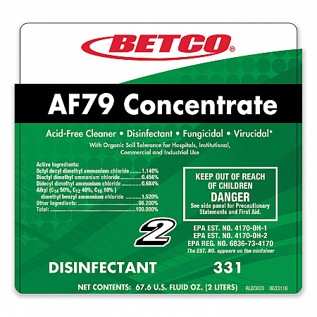 AF79 Acid-Free FastDraw Bathroom Cleaner Concentrate, Ocean Breeze Scent, 2 L Bottle, 4/Carton (3314700)