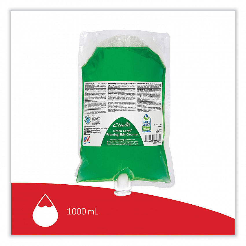 Green Earth Foaming Skin Cleanser Refill, Fresh Meadow Scent, 1,000 mL, 6/Carton (7812900)
