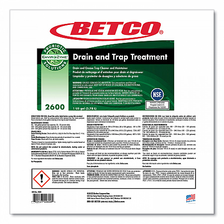 BioActive Solutions Drain and Trap Treatment, 1 gal Bottle, 4/Carton (26000400)