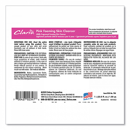 Pink Foaming Skin Cleanser Refill, Fresh Scent, 1,000 mL, 6/Carton (7502900)