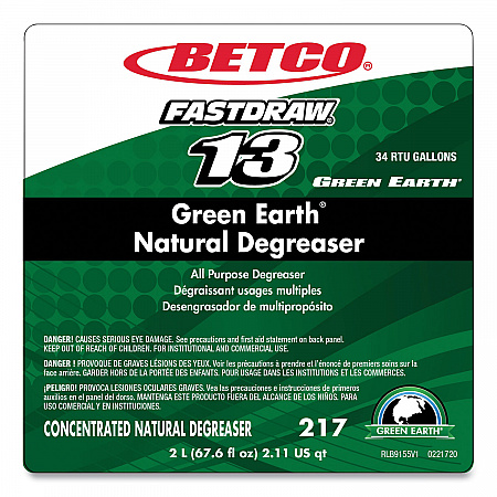 Green Earth Natural FastDraw Degreaser, 2 L Bottle, 4/Carton (2174700)