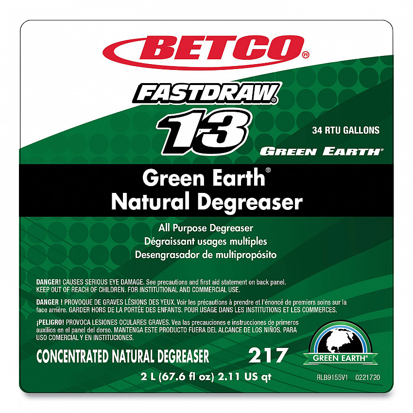 Green Earth Natural FastDraw Degreaser, 2 L Bottle, 4/Carton (2174700)