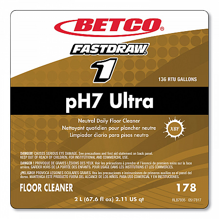 pH7 Ultra Neutral FastDraw Cleaner, Lemon Scent, 2 L Bottle, 4/Carton (1784700)
