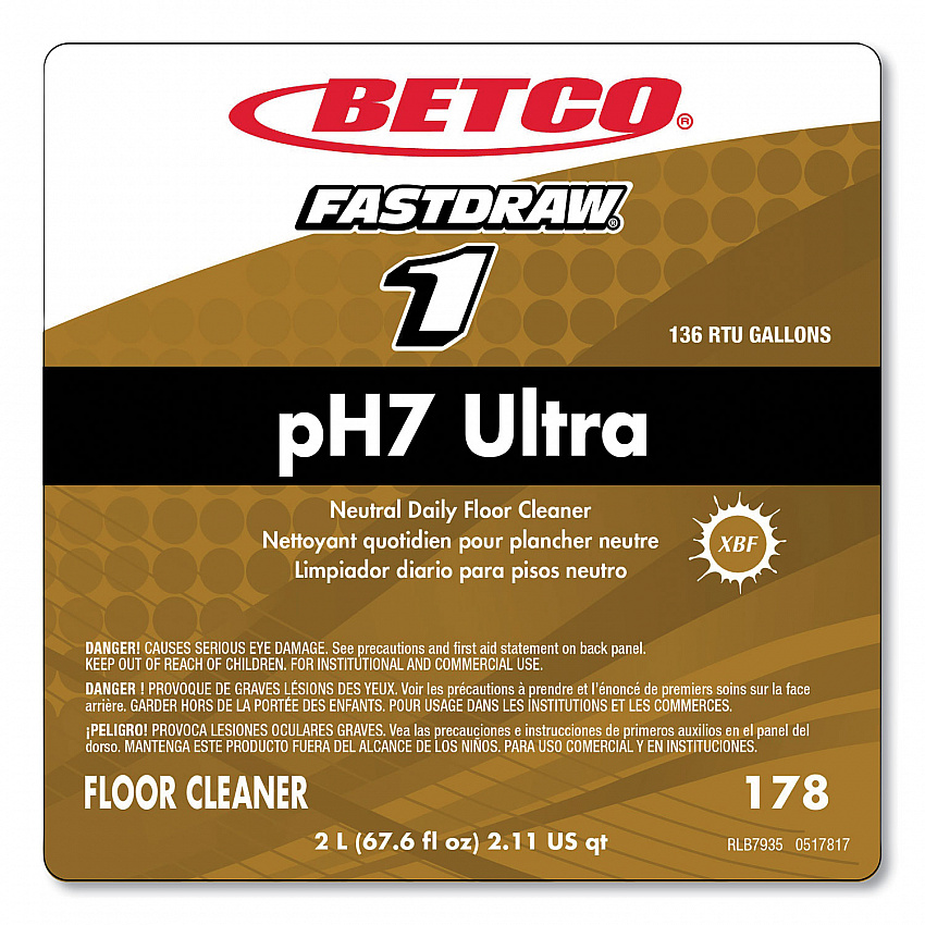 pH7 Ultra Neutral FastDraw Cleaner, Lemon Scent, 2 L Bottle, 4/Carton (1784700)