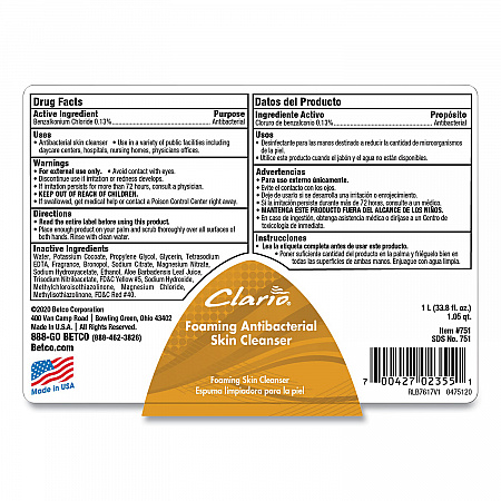 Antibacterial Foaming Skin Cleanser Refill, Fresh Scent, 1,000 mL, 6/Carton (7512900)