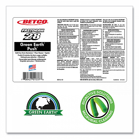 PUSH FastDraw All Purpose Cleaner and Odor Eliminator, New Green Scent, 2 L Bottle, 4/Carton (1334700)