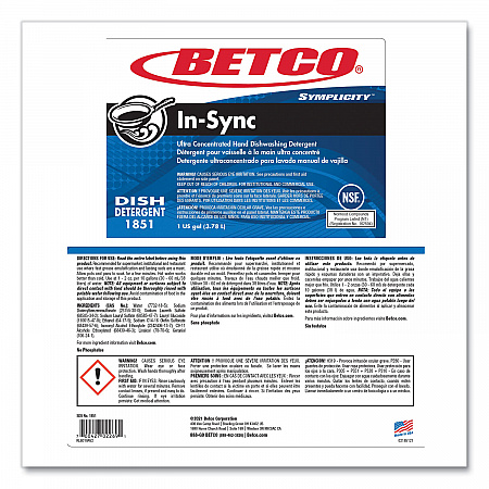 Symplicity In-Sync Premium Hand Dishwashing Detergent, Fresh Ozonic Scent, 1 gal Bottle, 4/Carton (18510400)