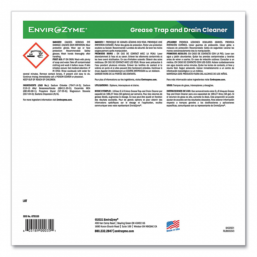 FOG Puck Large Grease Trap and Drain Cleaner, 8 oz, 64/Carton (Z320C1400)